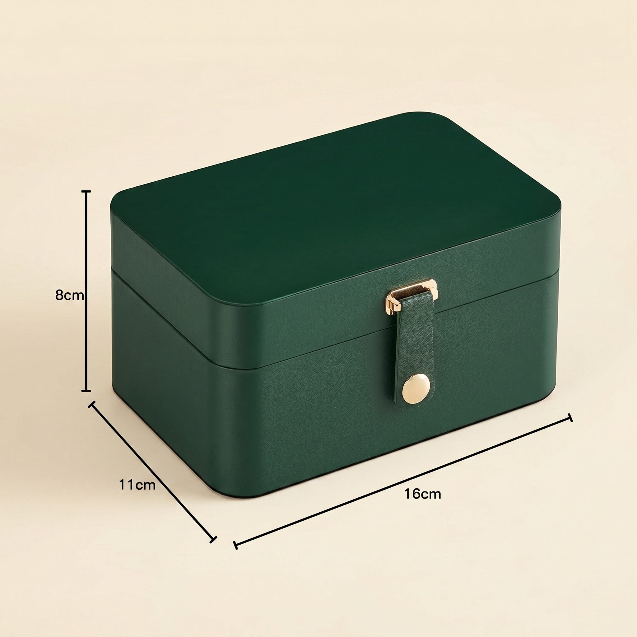 Nordic Hygge 2-Layer Portable Travel Jewelry Case, Retro Green Luxe Organizer