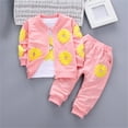 thumbnail image 2 of Otqutp Cute Clothes Set for Toddler Girls Long Sleeve Fashion Flower Print T Shirt Top Long Pants Coat Set Three Pieces Outfits Set for 0 To 5 Years(Pink-1,12-18 Months), 2 of 4