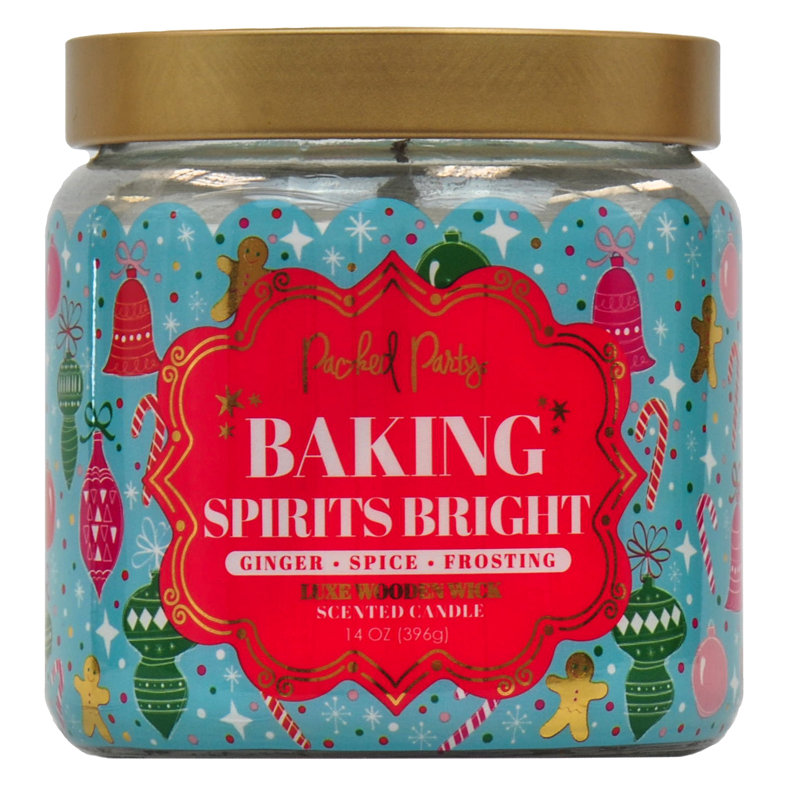 Packed Party Baking Spirits Bright Wrapped candle with Wood Wick, 14-Ounce
