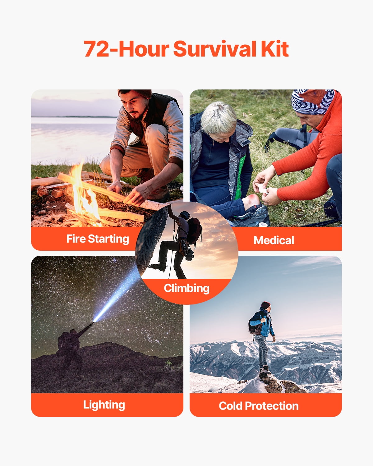 VEVOR Survival First Aid Kit, 250 Pieces, 600D Nylon Trauma First Aid Bag, Survival Gear and Equipment, Emergency Kits, for Men Women Camping, Boat, Earthquake,Hiking,Hunting,and Outdoor Adventure