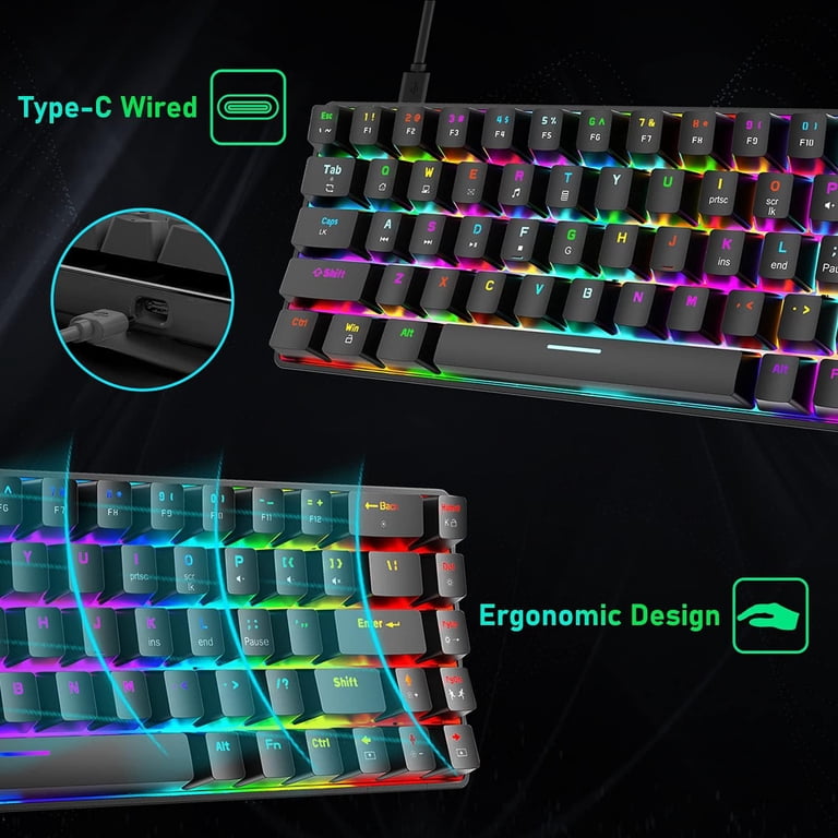 ZIYOULANG T8 60% Wired Mechanical Keyboard,Portable,RGB, For PC