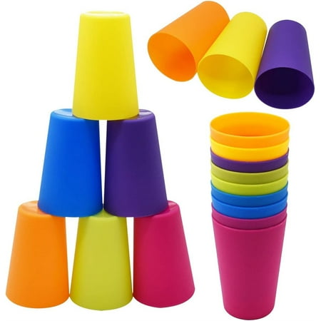

Small Plastic Cups for Kids 12 pcs | Toddler Cups Kid Glass Drinking Glasses Outdoor Cups Reusable Unbreakable Colorful | Reusable Cup Set Picnic Sets Kitchen Set (12 Different Colors 9oz)