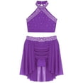 thumbnail image 5 of Linjinx Lyrical Dance Dress for Girls Ballroom Outfit Modern Dance Outfits Crop Top with Skirt Set Purple 6, 5 of 6