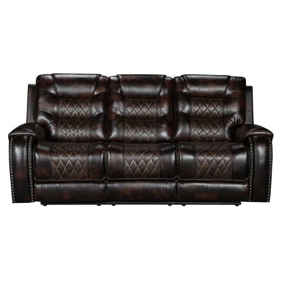 Multifunctional Dark Brown Leather Recliner Sofa