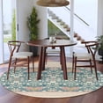 thumbnail image 3 of Round Rugs 6Ft, Teal Pink Geometric Round Area Rug Washable Indoor Throw Carpet, Vintage Floral Watercolor Boho Soft Non Slip Circle Rug for Office Cabinet Home Decor Aesthetic, 3 of 8