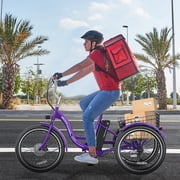 MOONCOOL 24/26 Electric Tricycle for Adults, 700W Peak Motor,7 Speeds Electric Trike w/ 36V 10.4Ah Removable lithium battery,3 Wheels Unisex Electric Bikes,16MPH,40Miles