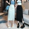 thumbnail image 3 of Vintage Retro Chic High Waisted Slim Fit Women Straight Skirt Pencil Skirt Hip Wrap Skirt Maxi Skirt BLACK L, 3 of 7