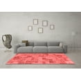 thumbnail image 3 of Ahgly Company Machine Washable Indoor Round Abstract Red Modern Area Rugs, 5' Round, 3 of 4
