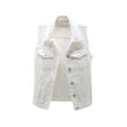 thumbnail image 1 of Liacowi Jean Vest for Women Juniors Plus Size Sleeveless Distressed Buttoned Washed Denim Waistcoat Oversize Ripped Frayed Crop Vest Jacket 2XL-5XL, 1 of 6