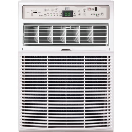 Perfect Aire 10,000 BTU Casement Window Air Conditioner– Cools 450 Sq. Ft. – Remote with Follow Me, Digital LED Display, Timer, R32 Refrigerant, Sliding/Crank-Out Window H: 23.5” x W: 14.75” x D: 21”