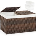 thumbnail image 1 of Cesta de almacenamiento SETVSON de ratán tejida con tapa, 65 L (marrón), 1 of 7