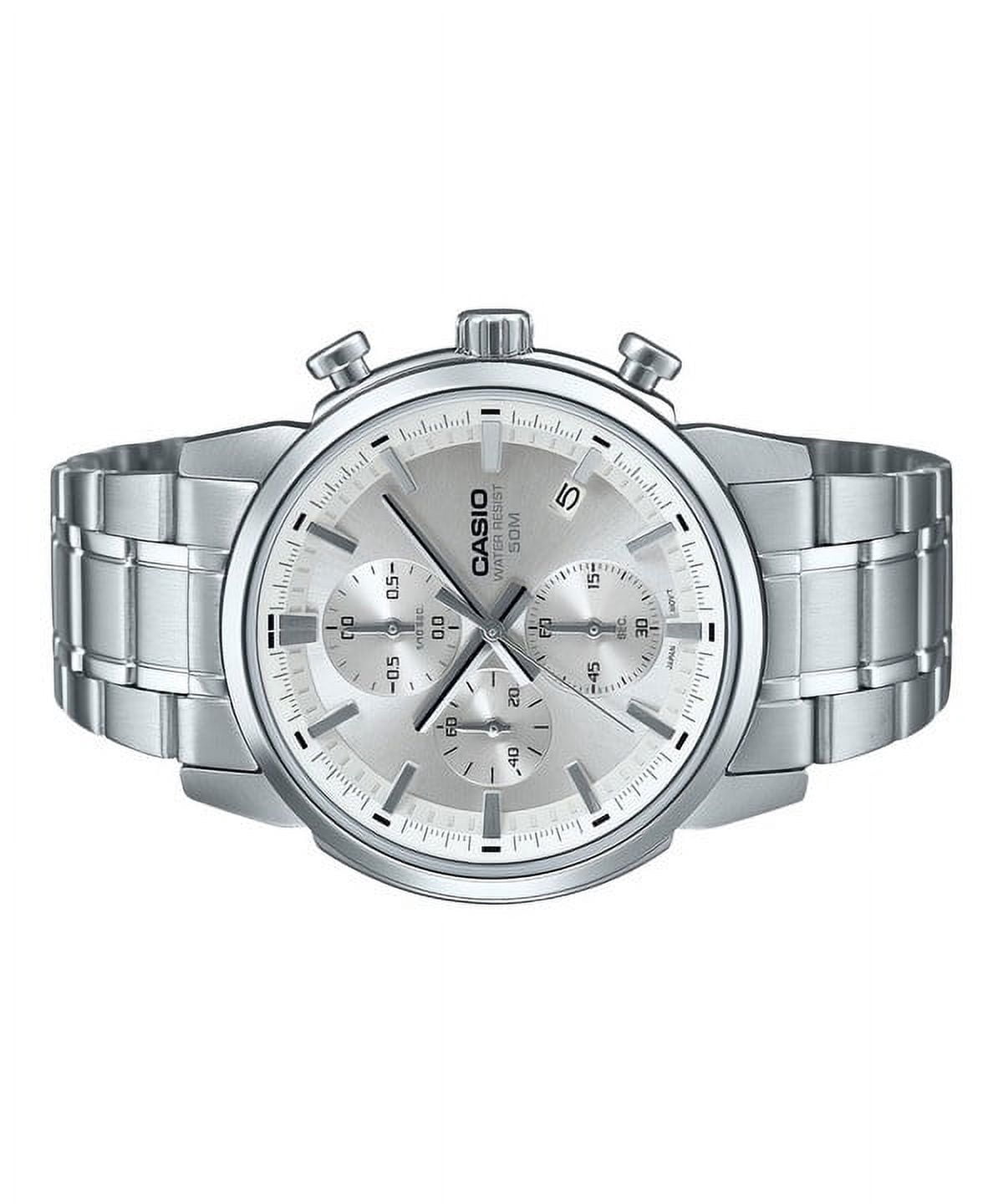 Casio Standard Analog Chronograph Stainless Steel Silver Dial Quartz MTP-E510D-7AV Men's Watch