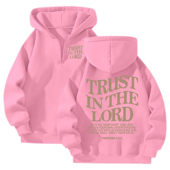 LEKDFST Oversized Christian Hoodies for Women Cute Graphic Hoodie Religious Inspirational Sweatshirt Casual Long Sleeve Fall Quarter Zip Pullover Tops Pink XXXL