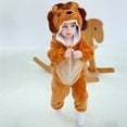 thumbnail image 6 of URMAGIC Toddler Newborn Baby Boy Dinosaur Costume Flannel Hooded Romper Jumpsuit Infant Cartoon Animal Outfit #lion, 6 of 10
