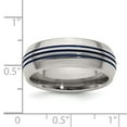 thumbnail image 6 of Edward Mirell Titanium with Blue Anodized Triple Groove Domed 8mm Band EMR100, 6 of 6