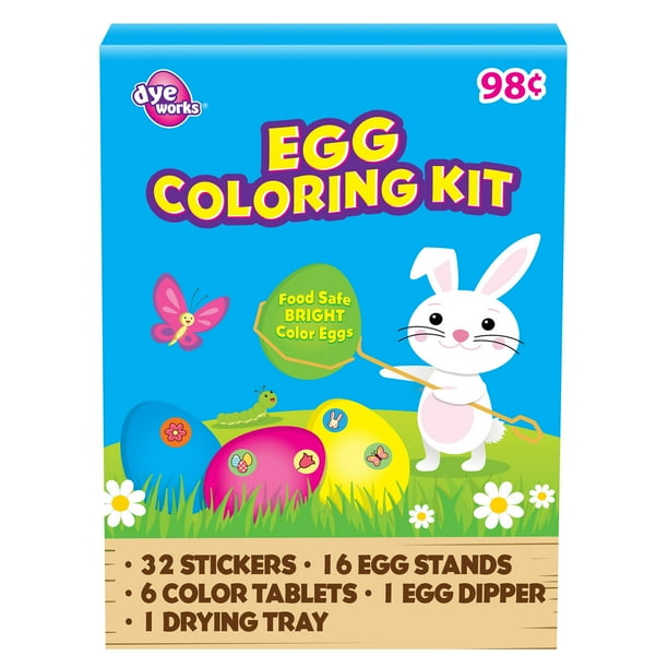 Dye Works Easter Egg Decorating and Dye Kit, Basic Coloring Kit, 1 Kit