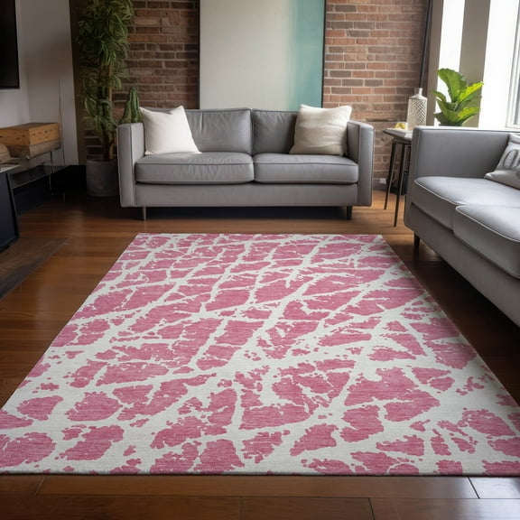 Addison Rugs Chantille Indoor/Outdoor Transitional Organic Pink Washable Rectangle Rug, 9' x 12'
