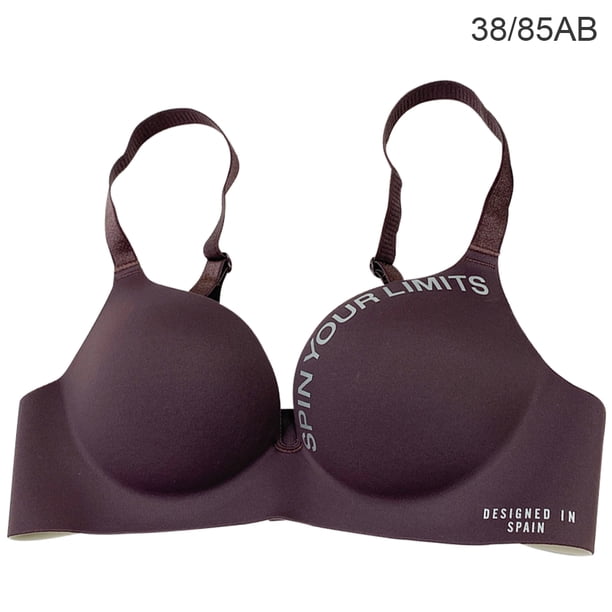 Sujetador sin costuras Mujer Ropa interior inalámbrica Letras Sujetador Hacer subir de copa fina para niñas, Morado, 38 / 85AB Methold AP001148-32B