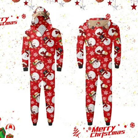

Dad Sleepwear For Christmas Family Matching Pajamas Cute Big Headed Deer Print Plaid Long Sleeve Jumpsuit Soft Casusal Holiday Romper
