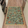 thumbnail image 5 of Ottomanson Non-Slip Indoor Entryway Rug 1'10.5" x 3' – Low Pile Stain Resistant Door Mat, Floral Seafoam Green, 5 of 7
