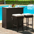 thumbnail image 1 of Costway 3PCS Patio Rattan Wicker Bar Table Stools Dining Set Cushioned Chairs Garden, 1 of 10