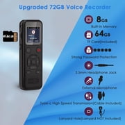 RONY 72GB Digital Voice Activated Recorder: Portable Tape Recorder with Playback Audio Recording Device for Lectures Meetings