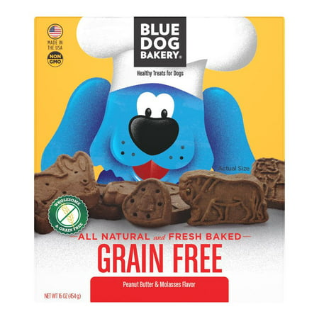 Blue Dog Bakery Healthy Treats for Dogs Grain Free Peanut Butter & Molasses Flavor, 16