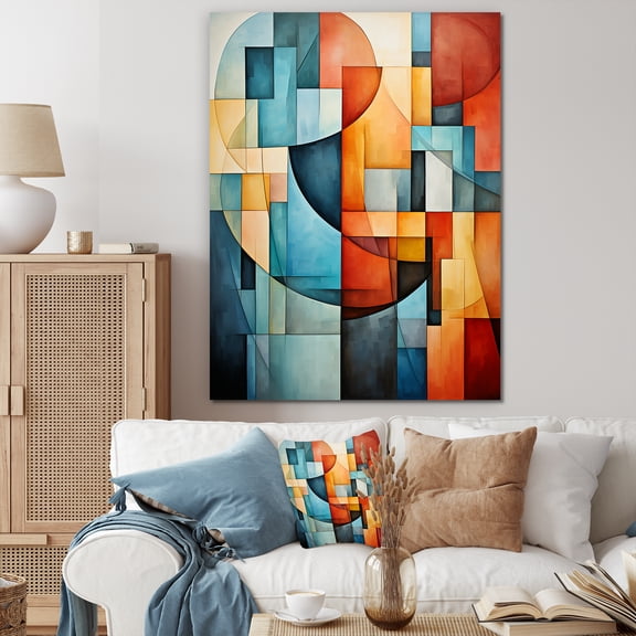 Designart "Harmonious Cubist Shapes I" Cubism Wall Art Prints