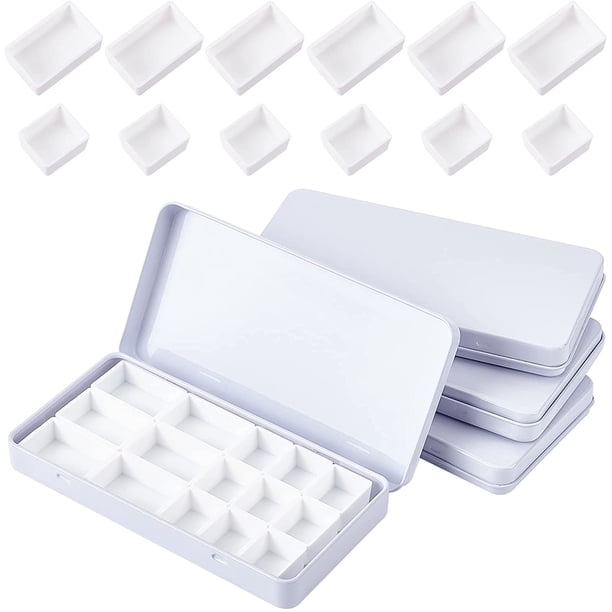 Estuche metálico para acuarela de viaje, 4 paletas de acuarela pequeñas vacías con 24 medias bandejas y 12 bandejas completas.