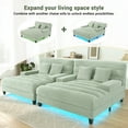 thumbnail image 6 of 63" Oversized Chaise Lounge Indoor, Chenille Upholstered Boneless Sofa Bed with Adjustable Backrest and LED Light Strip, Deep Seat Sleeper Couch for Living Room, Green, 6 of 8