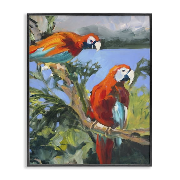 Stupell Industries Eclectic Parrots at Bay Black Framed Giclee Art, 24 x 30, by Jane Slivka