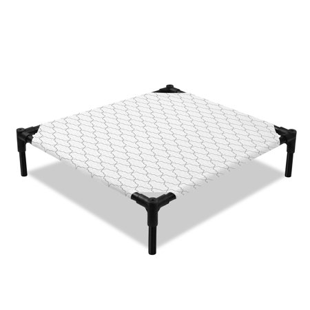 Modern Geometric Elevated Dog Bed Lattice Cooling Breathable Outdoor Raised Dog Cot Bed with Metal Frame Non-Slip Feet for Small Dog 20x20in