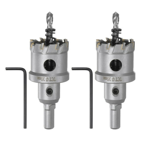 Uxcell 2Pcs Metal Hole Saw Carbide Cutter 35mm / 1-3/8" Dia for Metal, Stainless Steel