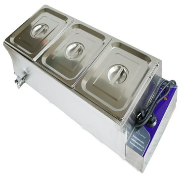 TECHTONGDA Electric Commercial Bain-marie Buffet Food Warmer Steam Table 3-Pan 5.5" Deep