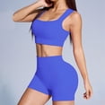 thumbnail image 2 of mgoYE Womens Workout Sets Workout Sets for Women 2 Piece Seamless Ribbed Crop Tank High Waist Shorts Yoga Outfits(Blue,L), 2 of 6