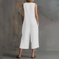 thumbnail image 5 of HBGVBA Women Summer Casual Jumpsuits,Solid Color Round Neck Sleeveless Breasted Cargo Jumpsuit with 3/4 Length Pant, 5 of 5