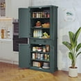 thumbnail image 3 of HLR Durable P2 MDF Kitchen Pantry Storage Cabinet with Adjustable Shelves and Drawer, Green, 3 of 8