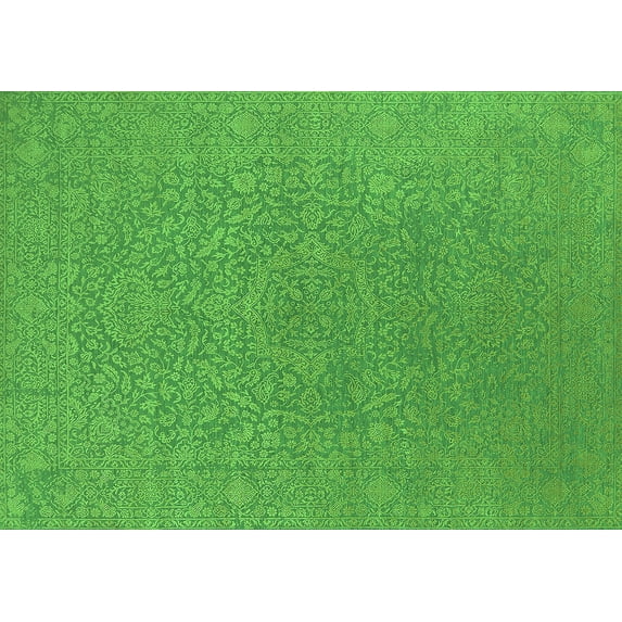 Ahgly Company Indoor Rectangle Oriental Green Industrial Area Rugs, 5' x 7'