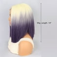 thumbnail image 2 of Unique Bargains Lace Front Wigs for Women 14" Blonde Gradient Purple Medium Long Straight Hair with Wig Cap, 2 of 6