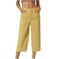 thumbnail image 2 of Sevevn Ladies' Solid Color Casual Suit Loose Cropped Pants Gift for Girls Yellow L, 2 of 5