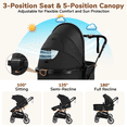 thumbnail image 3 of Vomeast Baby Stroller, Foldable Lightweight Travel Stroller, Reversible Seat, 5-Point Harness, Adjustable Canopy, Black, 3 of 14
