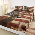 thumbnail image 5 of Manfei Hunting Deer Bed Sheets, Vintage American Flag Full Size Sheets, Red Blue Brown, Reversible 4-Piece (1 Flat Sheet, 1 Fitted Sheet and 2 Pillowcases), 5 of 6