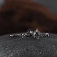 thumbnail image 3 of Black Rutilated Quartz Engagement Ring Set- Leaf Nature Inspired Bridal Set- Gothic Black Spinel Ring, 3 of 7