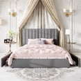 thumbnail image 3 of Amolife Full Size Bed Frame, Platform Bed with Adjustable Velvet-Wrapped Headboard and 4 Storage Drawers, No Box Spring Required, Gray, 3 of 14