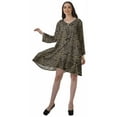 thumbnail image 2 of Moomaya Rayon Flared Dress For Womens Long Sleeve Printed V-Neck Casual Beach Dress For Girls, 2 of 7