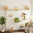 thumbnail image 2 of Craftian 21-Piece Cat Wall Shelves Set, Pine Wood Cat Wall Furniture with 3 Houses, 1 Cat Bed, 6 Sisal Posts and 2 Tunnels, Fun Cat Shelves and Perches for Wall, Cat Climbing Shelf and Steps, 2 of 10