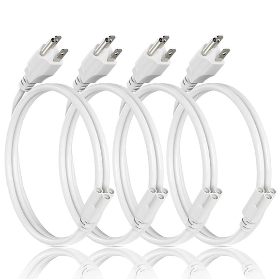 JESLED 4 Pack 3-Prong US Plug T5 T8 Power Cords for Integrated LED Light Fixture