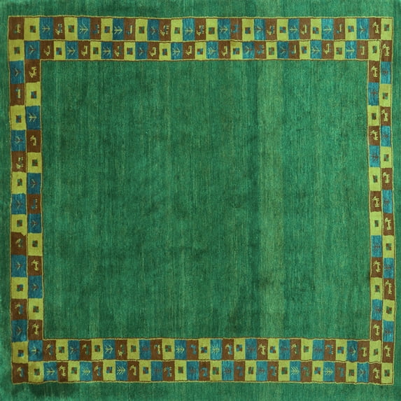 Ahgly Company Indoor Square Abstract Turquoise Blue Contemporary Area Rugs, 3' Square