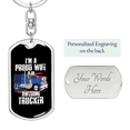 thumbnail image 2 of To My Wife  Proud Wife of an Awesome Trucker Stainless Steel or 18k Gold Premium Swivel Dog Tag Keychain, 2 of 16