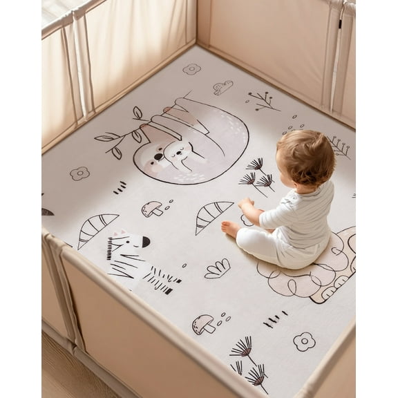 Robud Baby Play Mat,Coral sponge Playmat for Floor,50x50 in Large Waterproof Anti-Slip Activity Playmats,for Babies,Toddlers, Infants